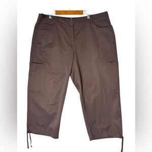 Eileen Fisher Cropped Cargo Pants Women Size Large Chocolate Brown